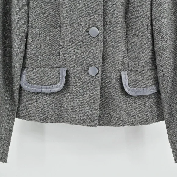Vtg Kasper Womens Tweed Blazer Size 6‎ Gray Wool Metallic Career Business Jacket - Picture 10 of 13